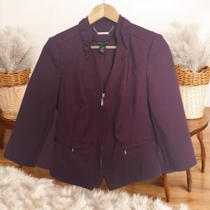White House/Black Market Perfect Form Purple Zip Blazer Jacket Size‎ 8